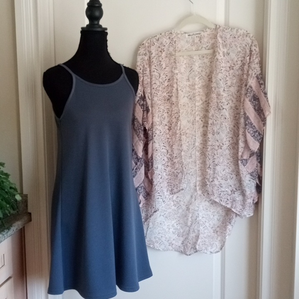 Wallflower Women's 2-Piece Dress & Open Drape Kimono Jacket Size Small